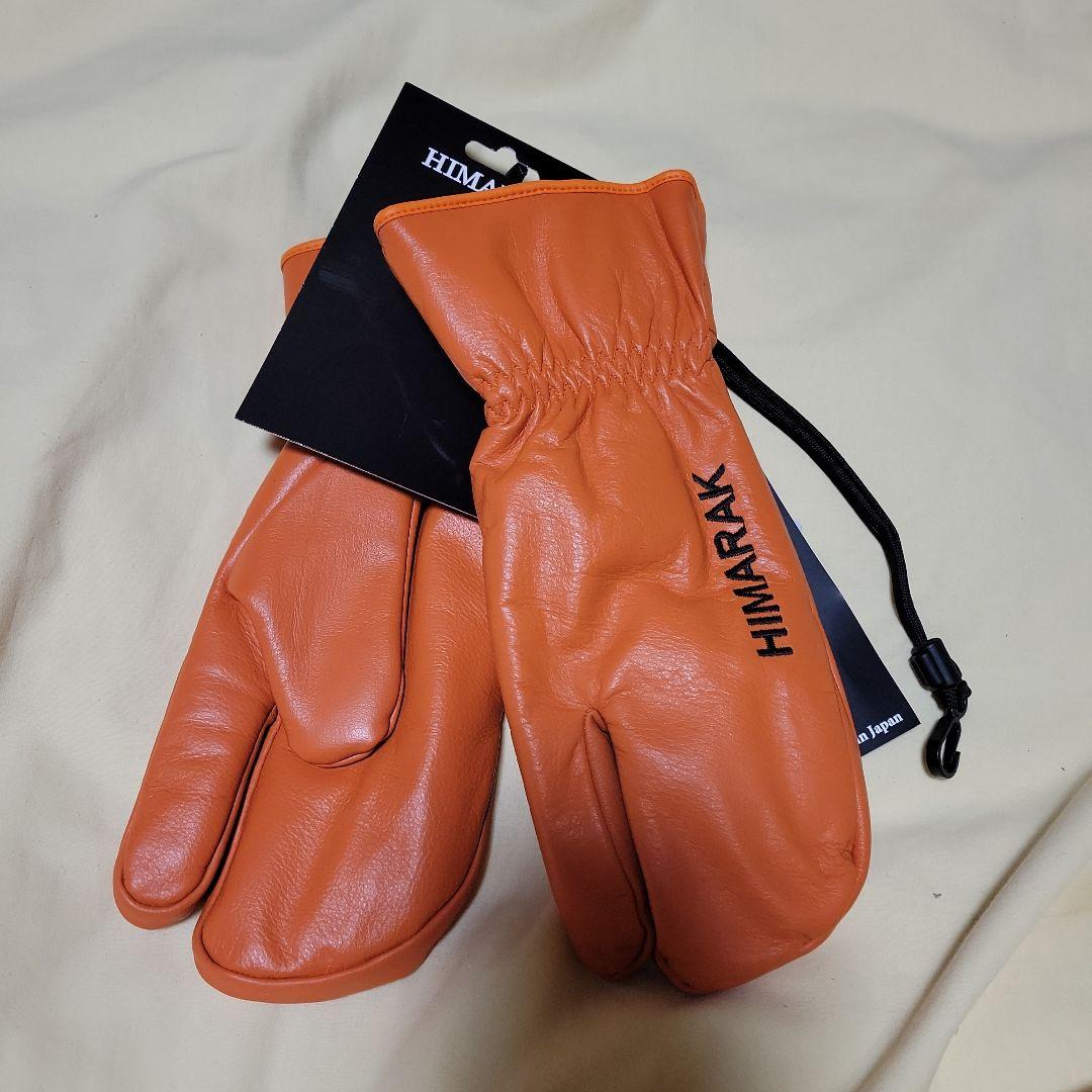 HIMARAK オレンジ レザー ミトングローブ