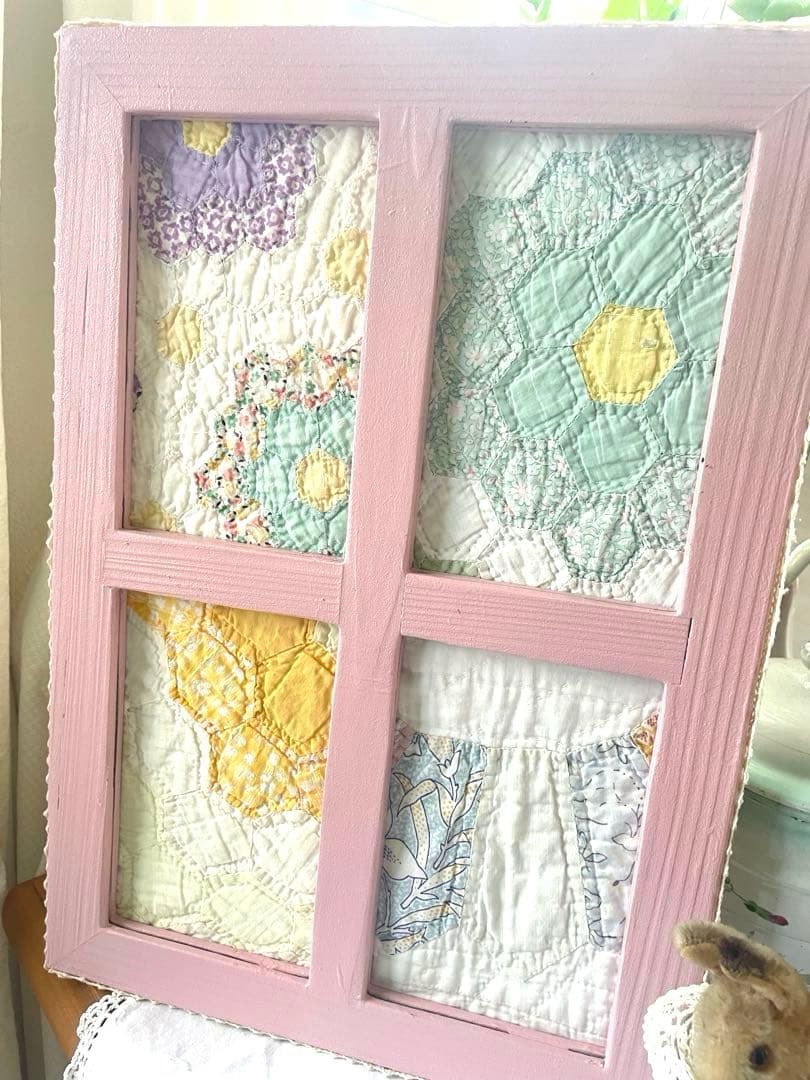 小手鞠さま確認用になります。アンティークキルト窓枠フレームリバーシブル·͜· ♡