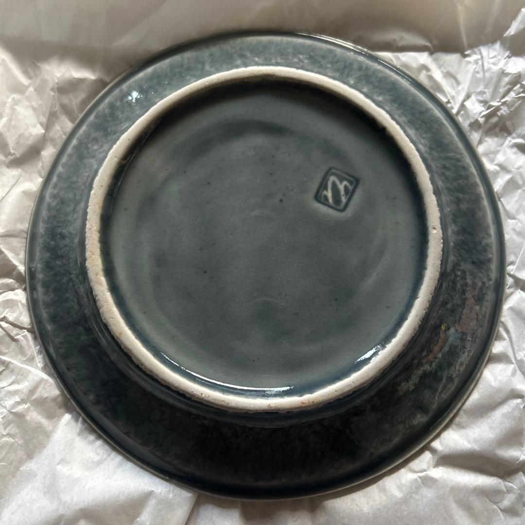 【新品未使用】大沼道行さん 水色リム皿 2枚セット①