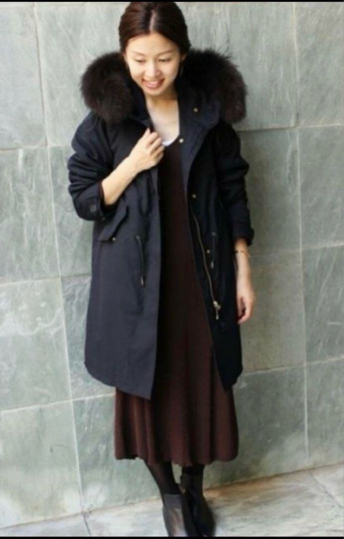 美品　IENA イエナ モッズコート リアルファー ライナー フード　ネイビー