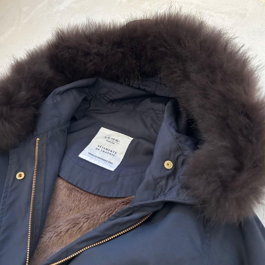 美品　IENA イエナ モッズコート リアルファー ライナー フード　ネイビー