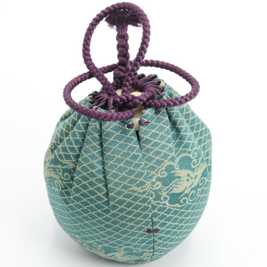 松本鐵山作 唐物 大名物写 珠光文琳茶入 有楽緞子仕覆 茶道具　V914　N9