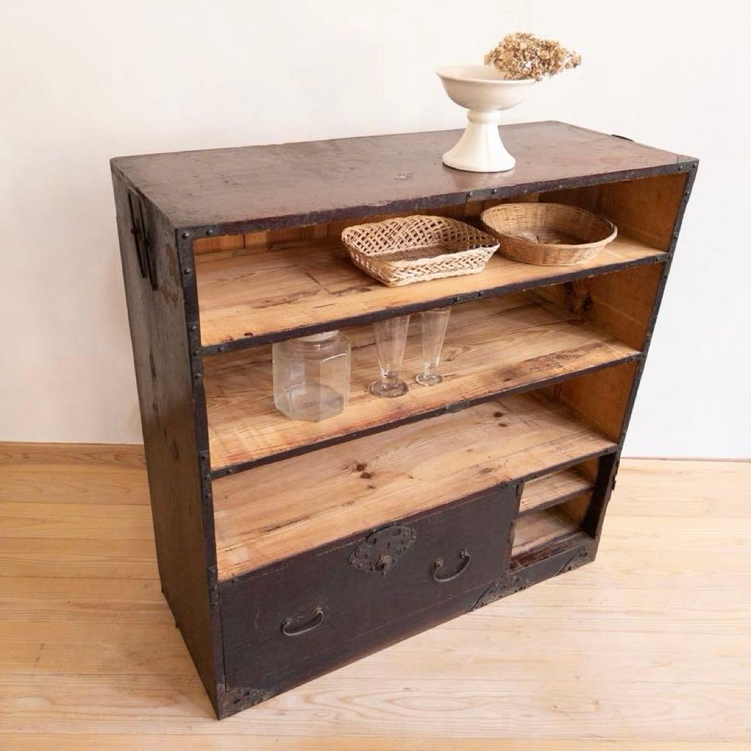 オープンラック　収納棚　M050　古道具　古家具　和家具　ビンテージ