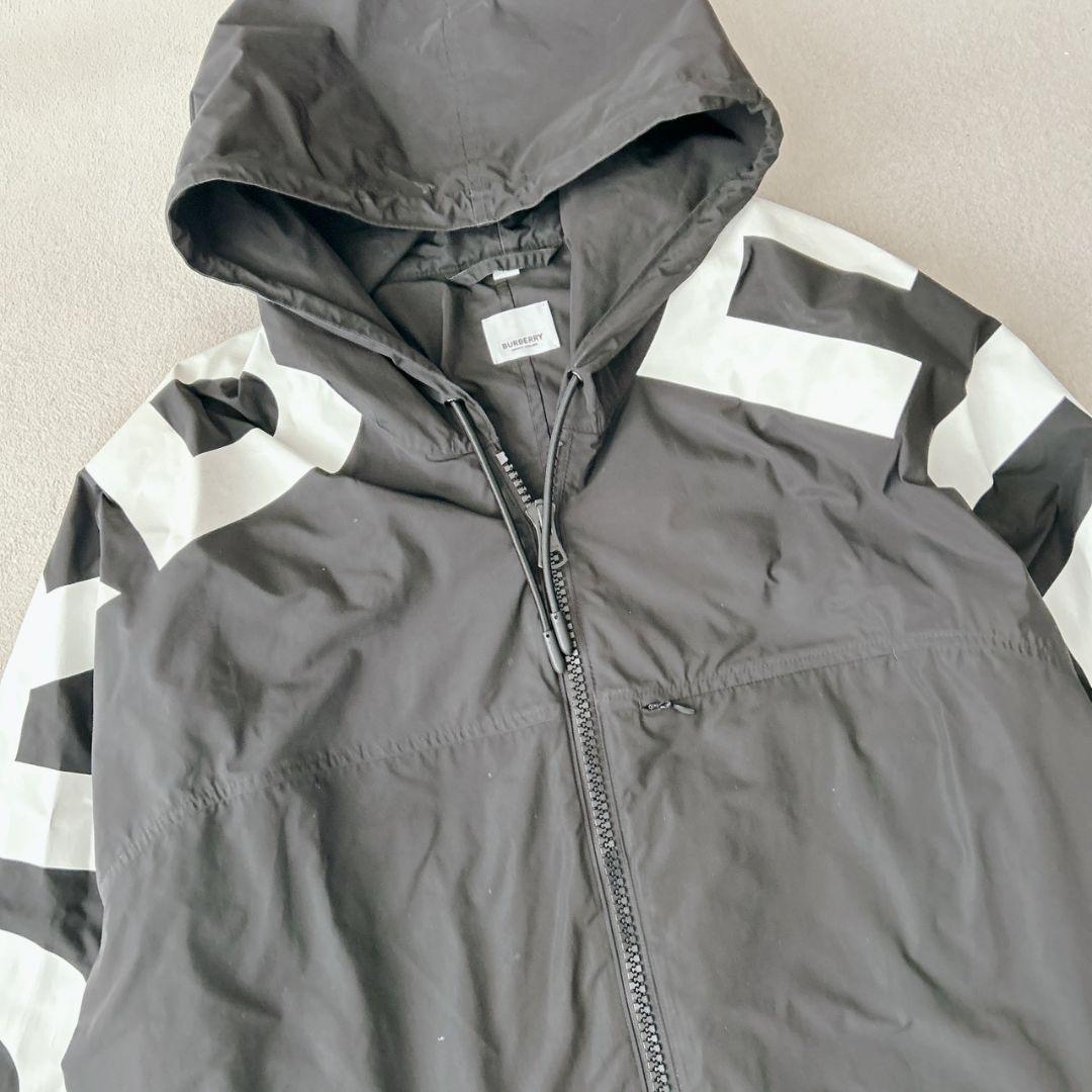 超希少XL バーバリー BURBERRY ナイロンジャケット ロゴ ブラック 黒
