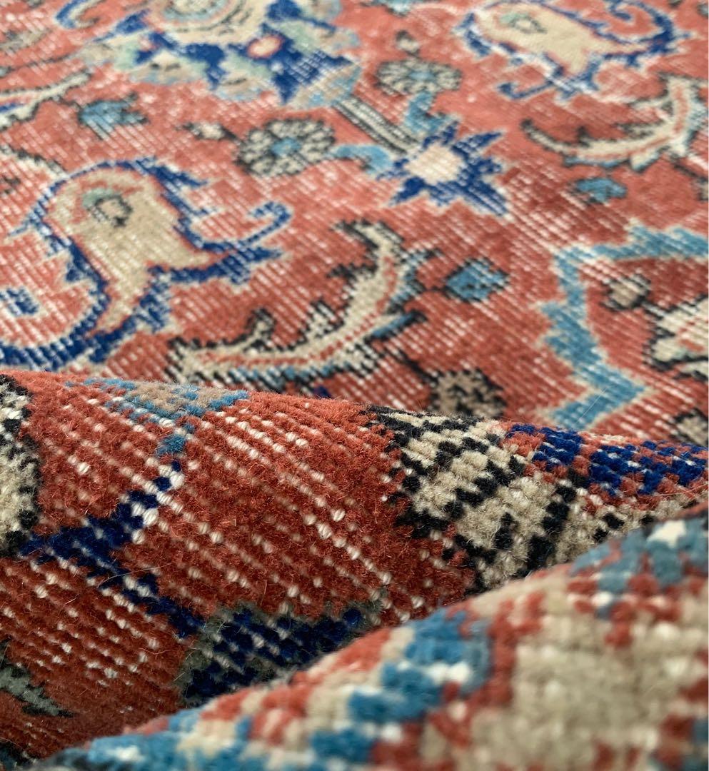 超大判　トルコヴィンテージラグ　234× 132 テラコッタオレンジ　ボタニカル