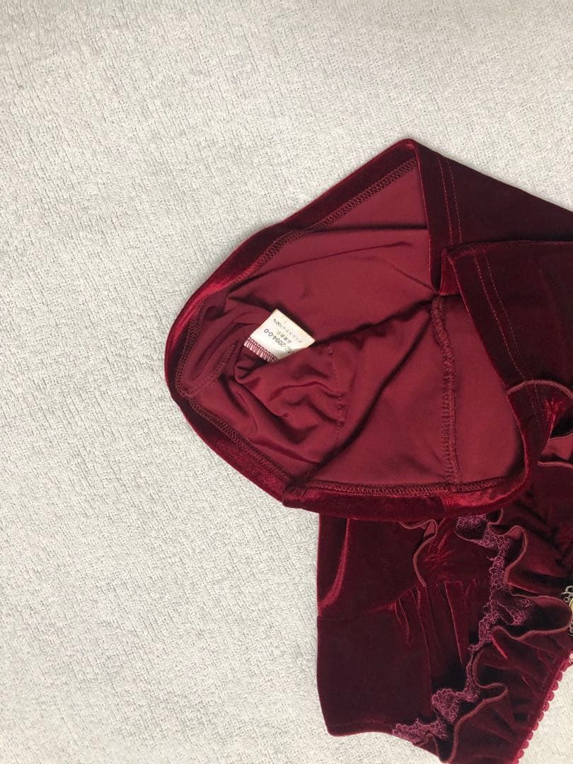 希少旧タグLIZLISAキャミソール　フリル付き　厚手ベロア　ワイン　姫系