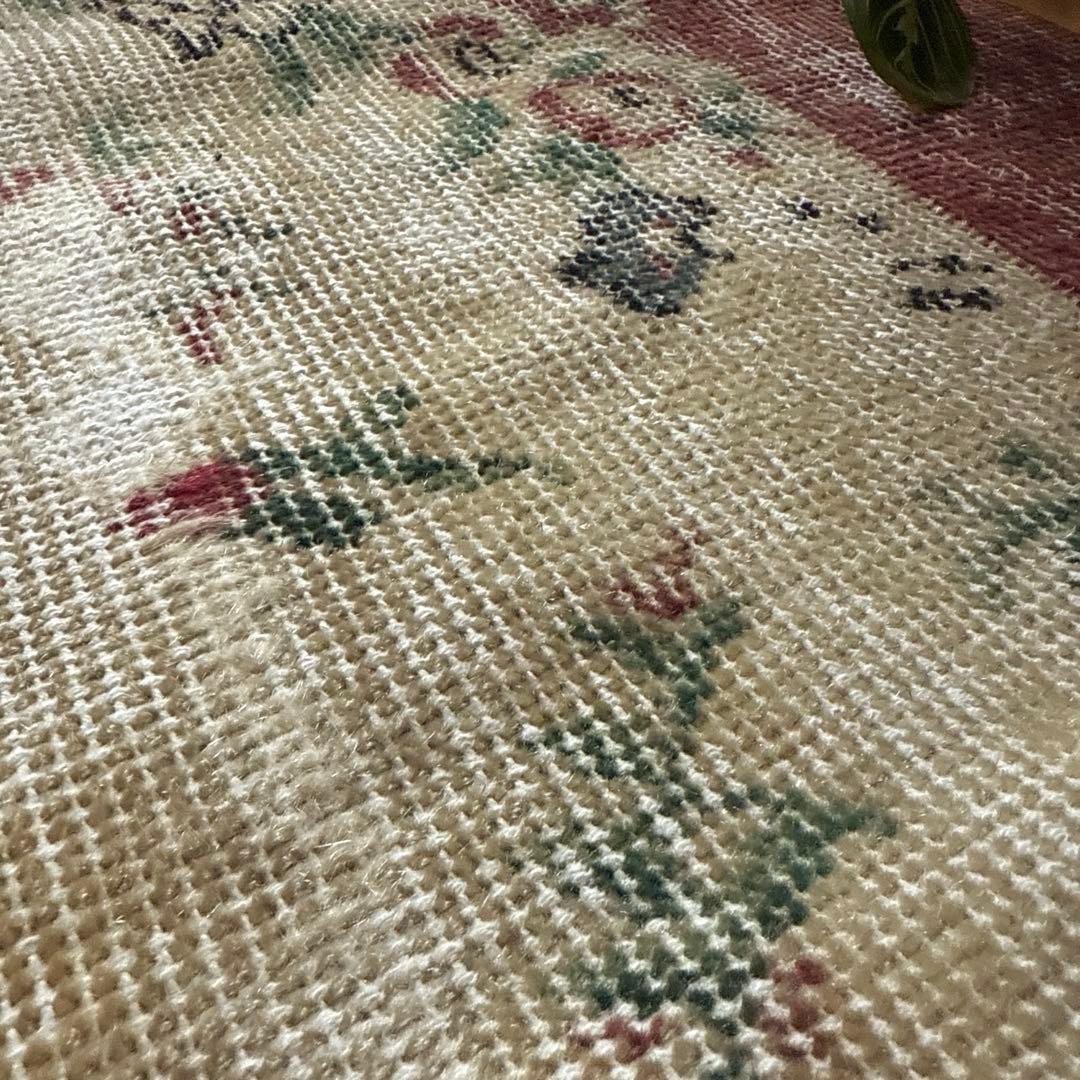 50×131アンティークボタニカル　ランナーラグ　トルコヴィンテージラグ