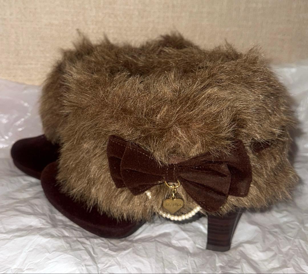 LIZ LISA リズリサ ファー付 ショートブーツ LL24.5cm リボン