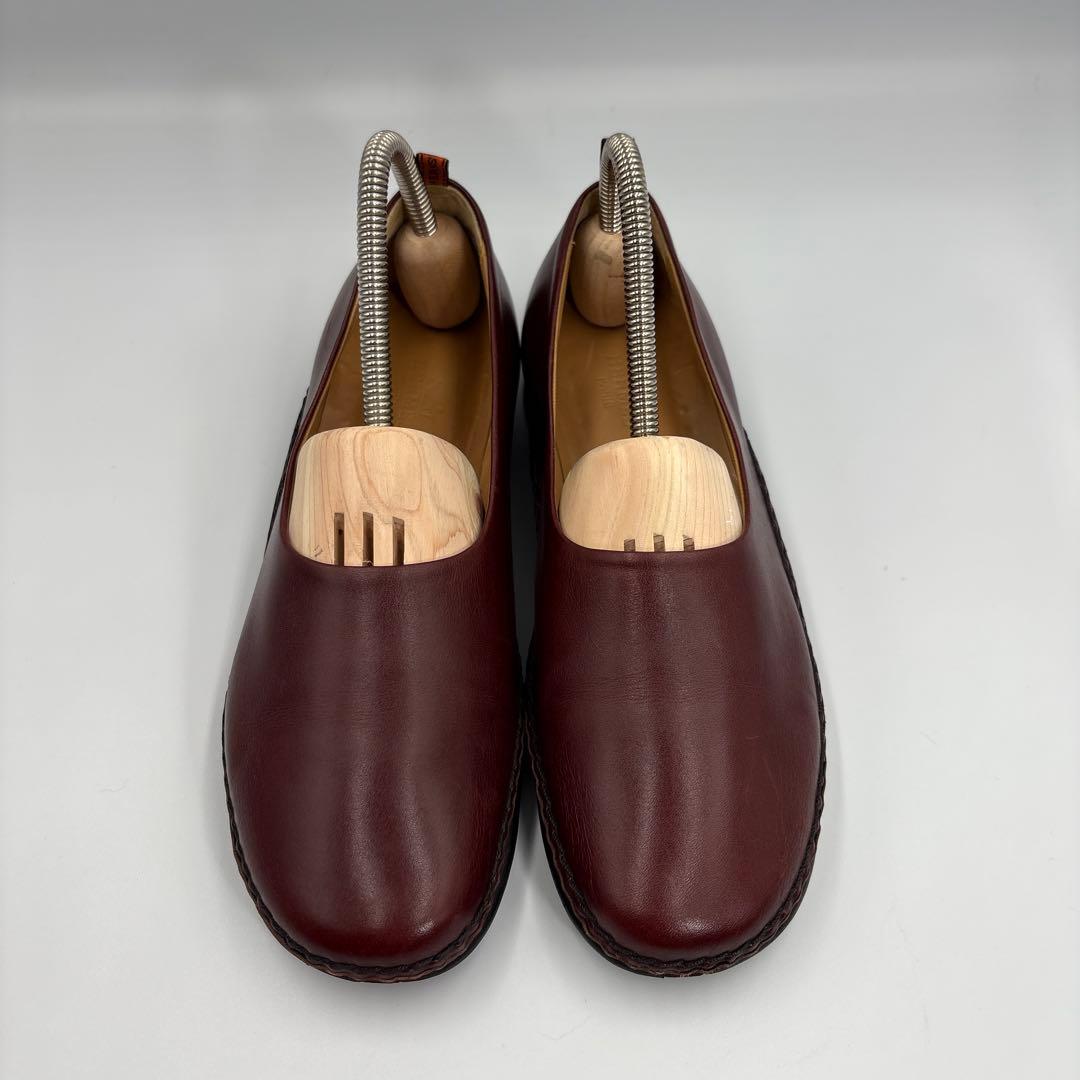 エルメス　レザー　バーガンディ　フラットシューズ　ローファー　リボン