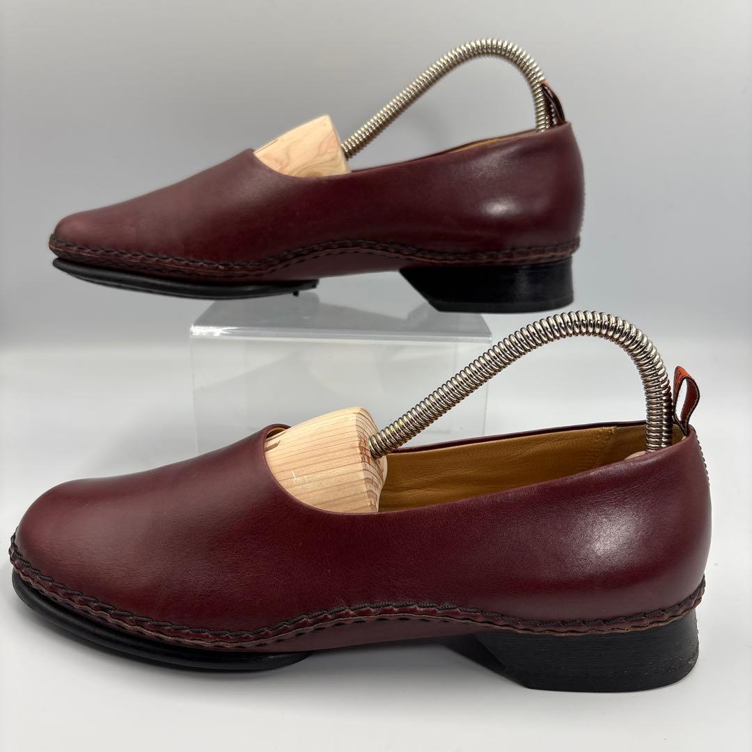 エルメス　レザー　バーガンディ　フラットシューズ　ローファー　リボン