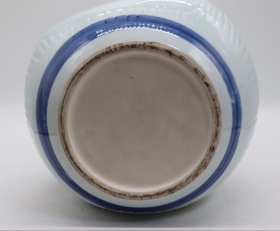 中国　于暁明作　青華釉裏紅　童子花鳥紋扁壺　送料込み250829 (中棚)