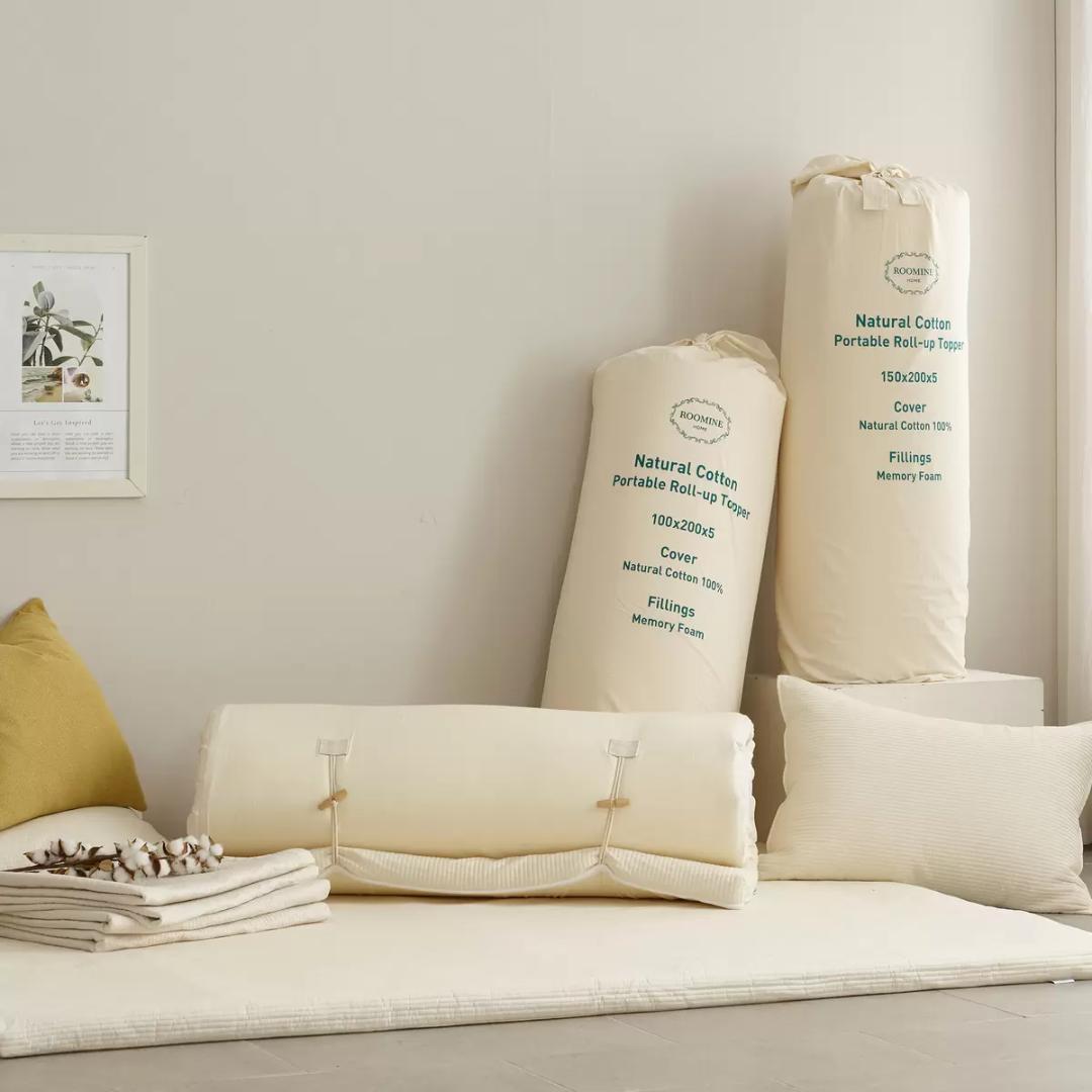 ROOMINE コットンメモリーフォームトッパー ナチュラルコットン 敷布団 ②