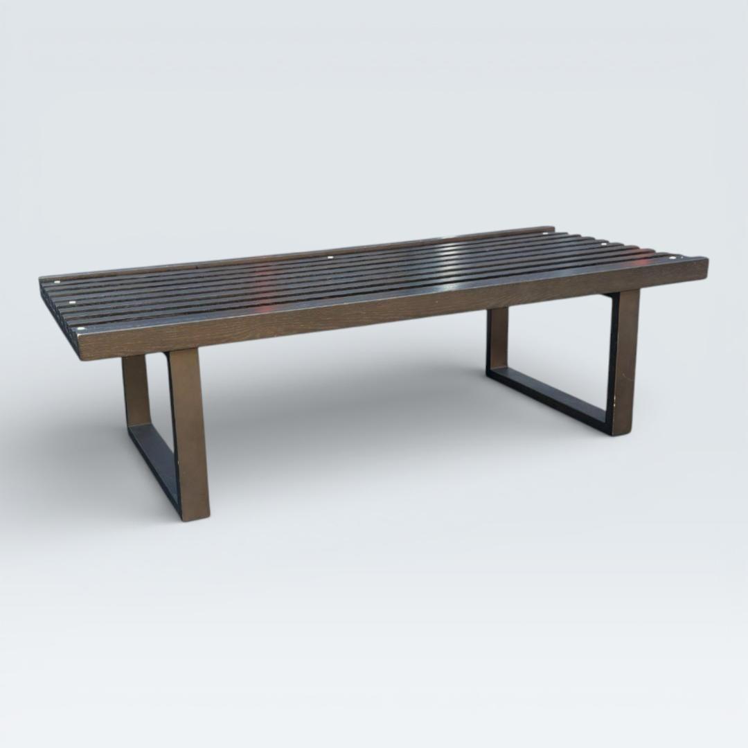 ネルソンベンチ風 センターテーブル ガラス天板 幅120cm