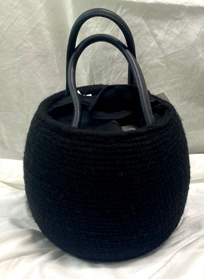 a-jolie パールサングラスニット編みカゴバッグ ブラック