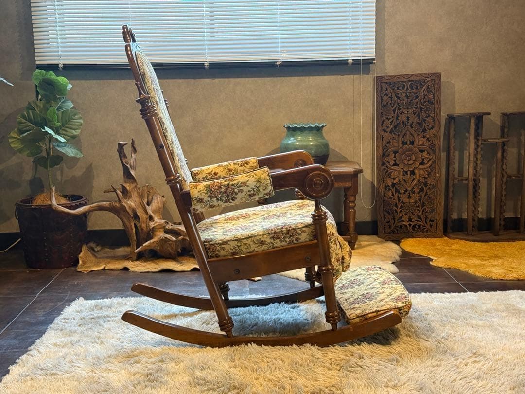 ロッキングチェア　ソファ　ゴブラン模様　アームチェア　ゆり椅子　ソファ　SZ