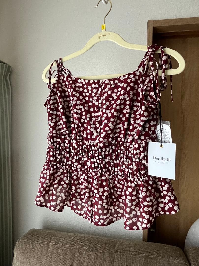 herlipto Cherry Pattern Strap Top S チェリー