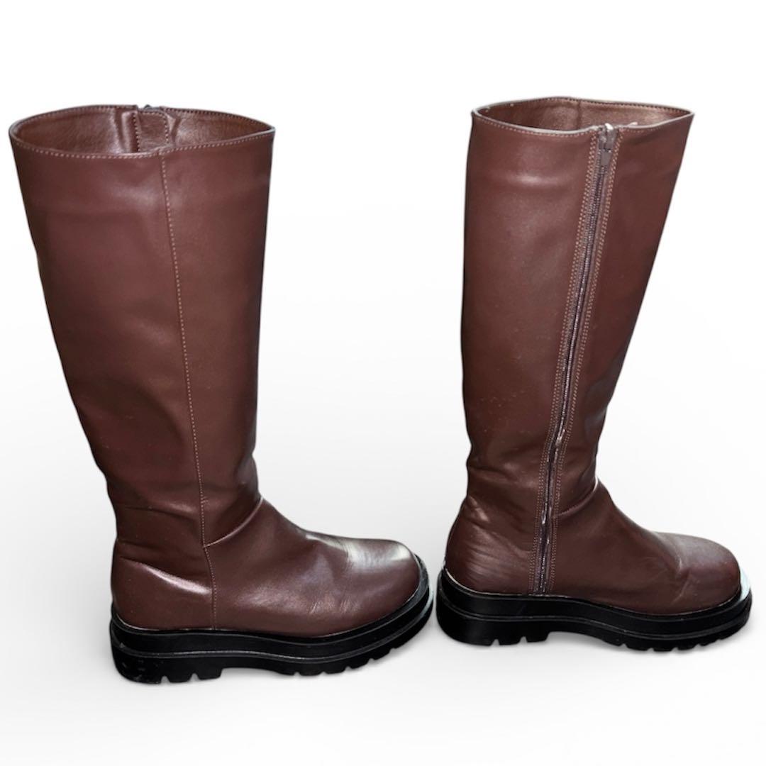 Kastane 厚底ボリュームロングブーツ ブラウン