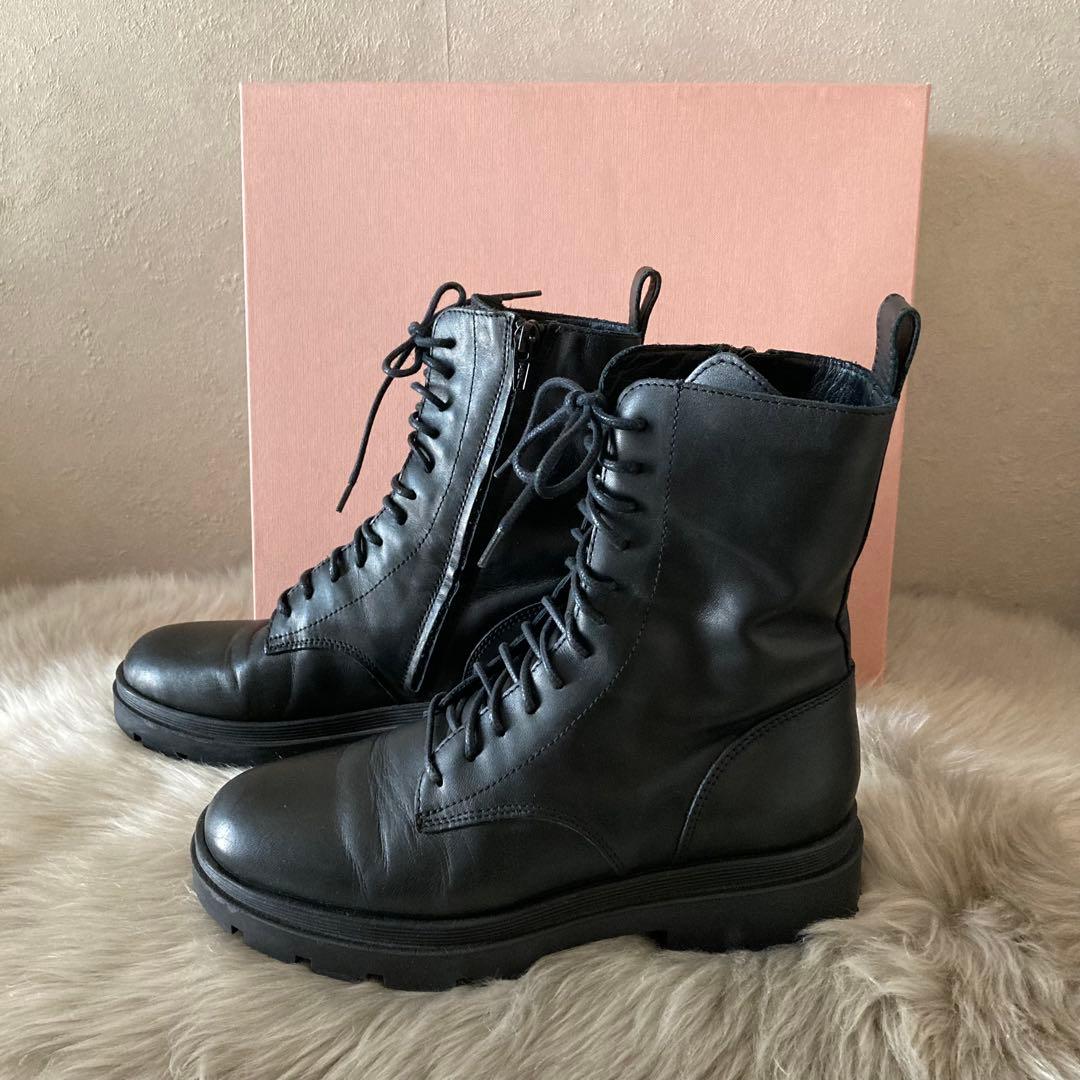 ファビオルスコーニ＊トラックソール レースアップ 編み上げサイドジップブーツ36