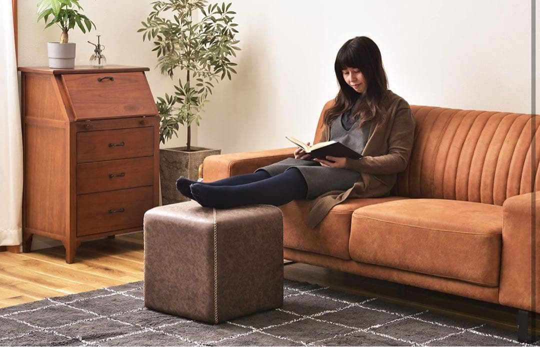 新品　東谷 スツール ブラウン キャメル 2個セット