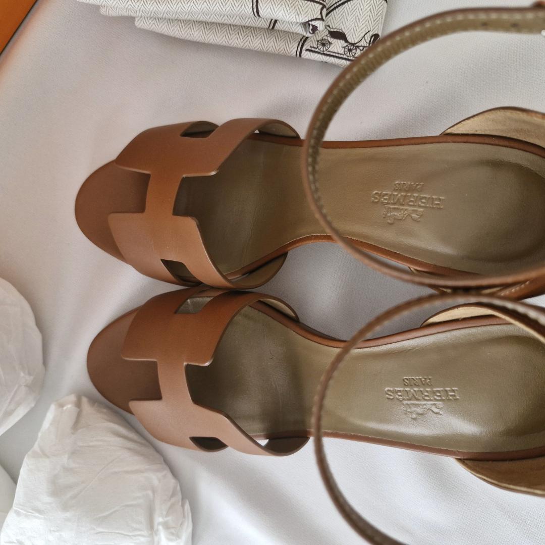 エルメス　レジェンド　サンダル　36 １/2　ゴールド　ブラウン