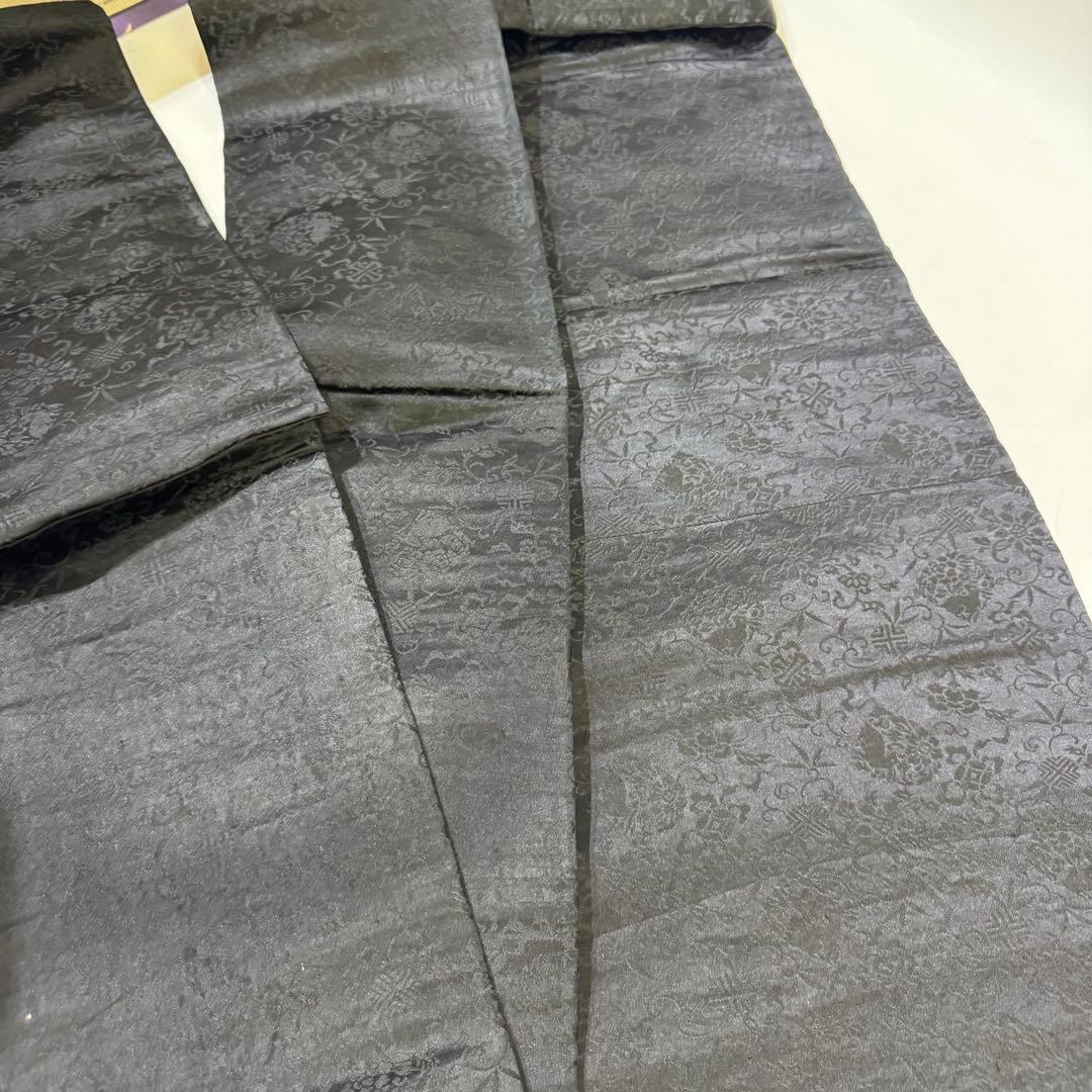 鷹の刺繍 名古屋帯 黒　アンティーク　刺繍帯　羽