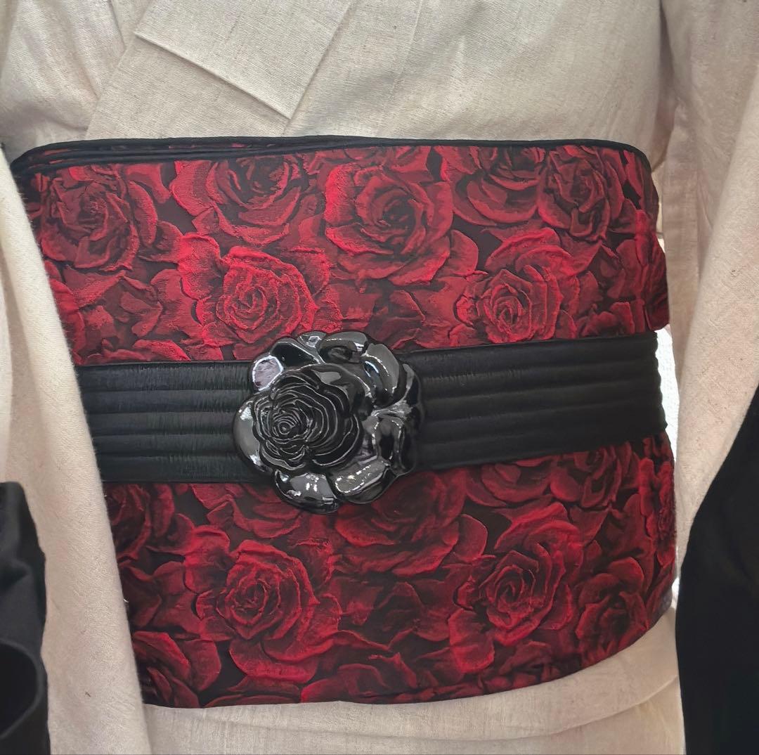 大人兵児帯　【ローズ】【クロコダイルパープル】セット