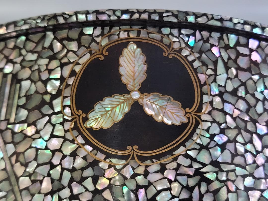 古美術 螺鈿 蓋物 茶櫃 DT348