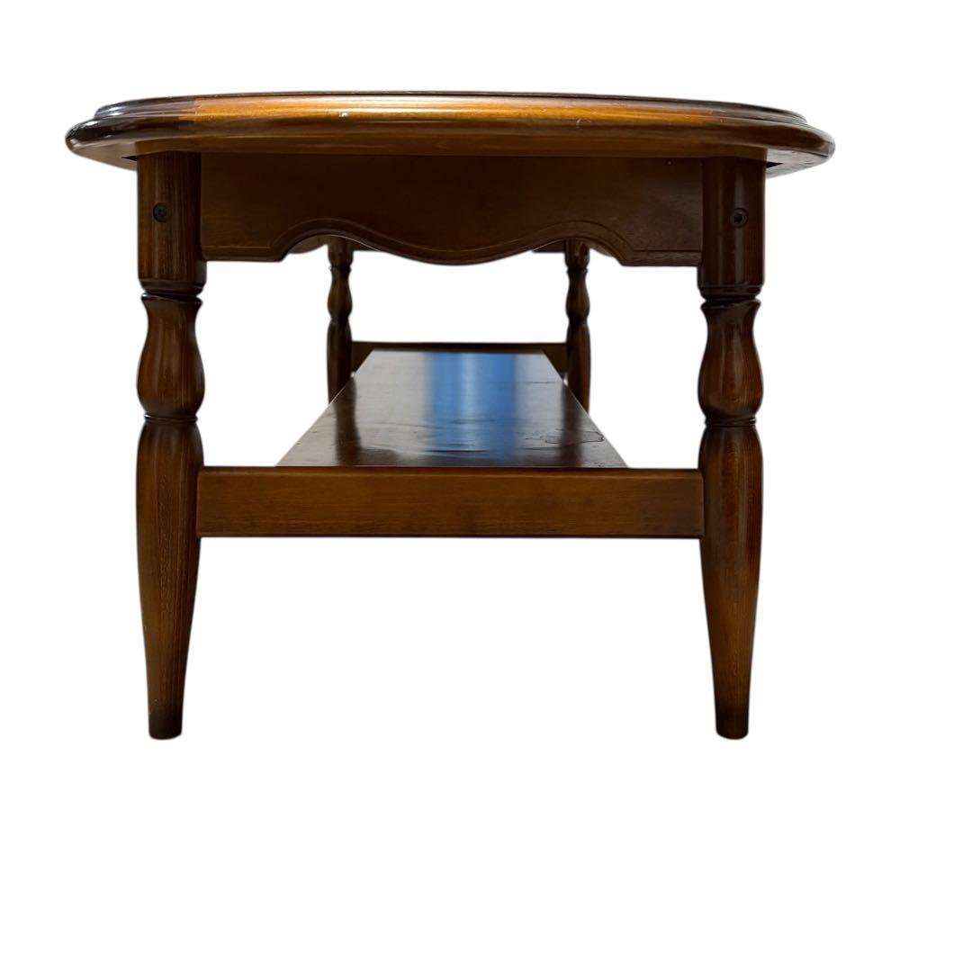 レアデザイン カリモク オーバル コーヒーテーブル 棚付き