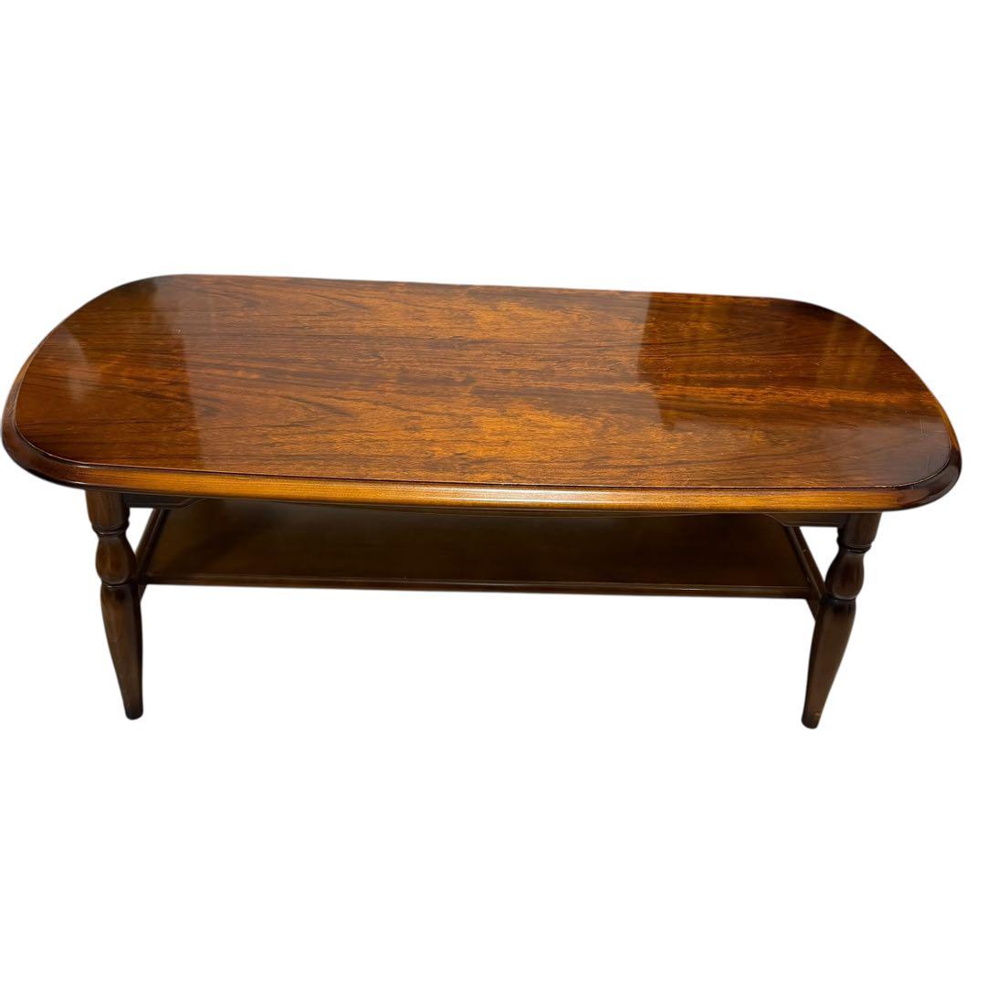 レアデザイン カリモク オーバル コーヒーテーブル 棚付き