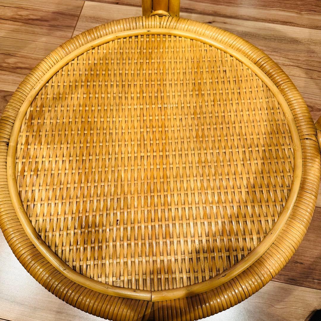 momo サイドテーブル ラタン 円形 ローテーブル レトロ アンテーク