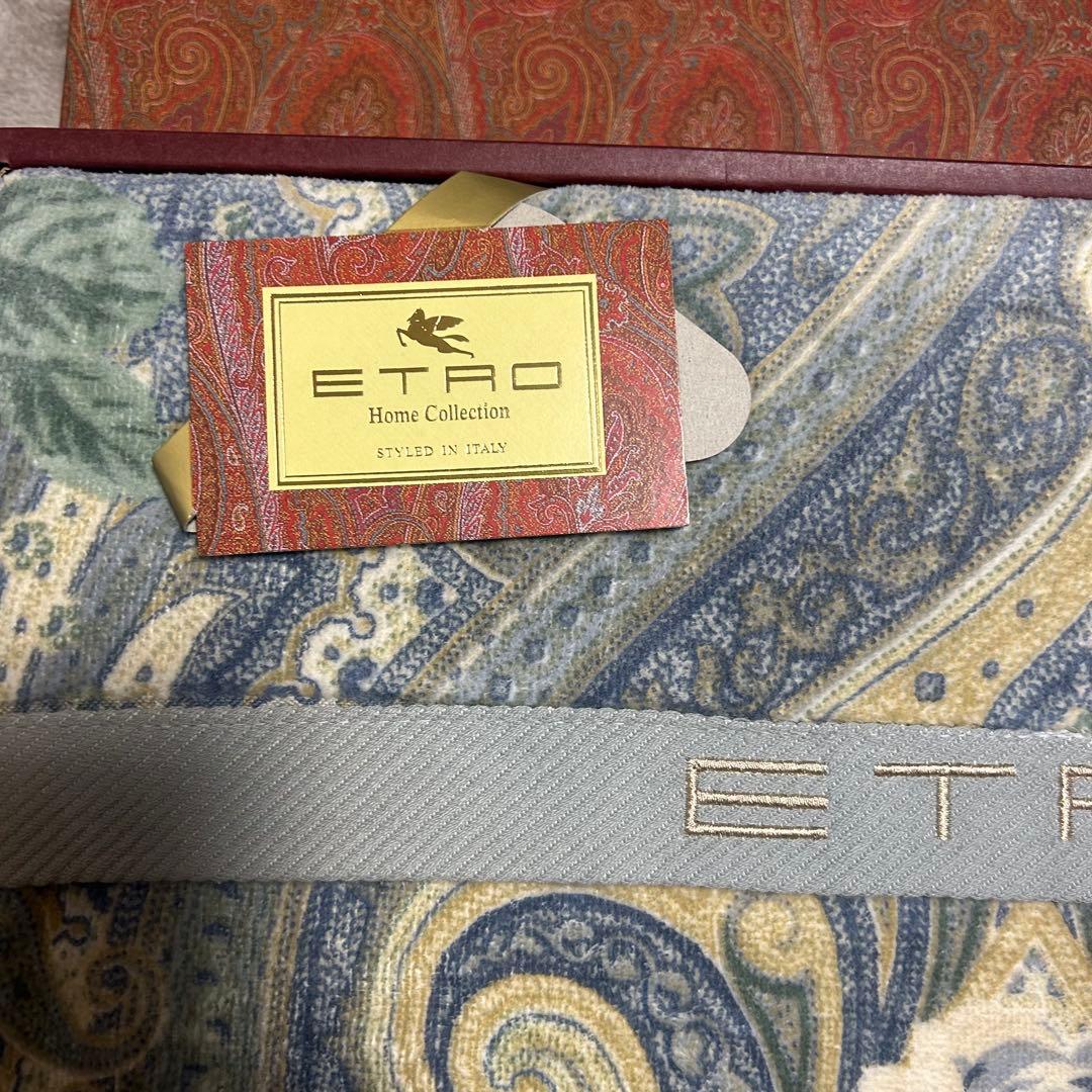 【新品未使用】ETRO ペイズリー柄タオルケット　ブルー　エトロ