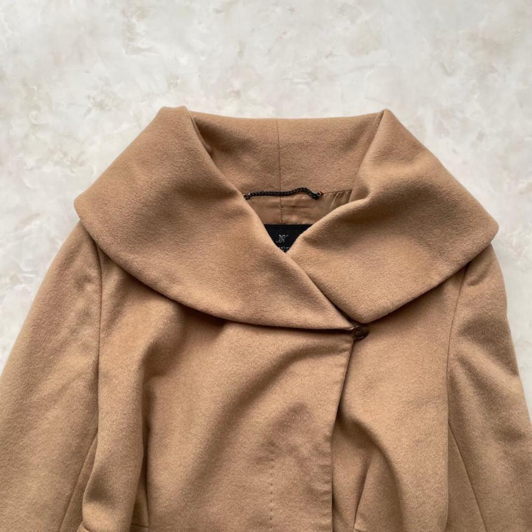 INED イネド カシミヤ100% 　ベルテッドコート 女優襟　ウールコート　M