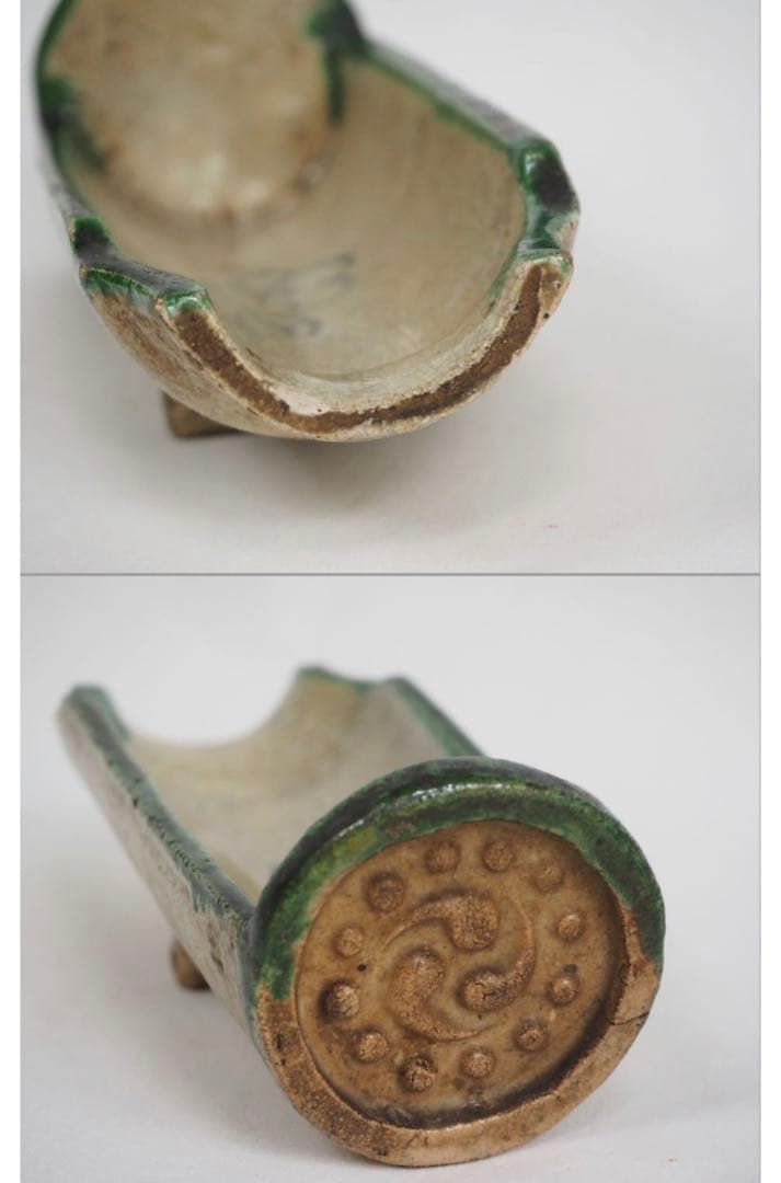 送料無料　江戸時代　豊楽焼『豊助』銘　瓦形茶量　茶道具　本物保証　★大珍品★