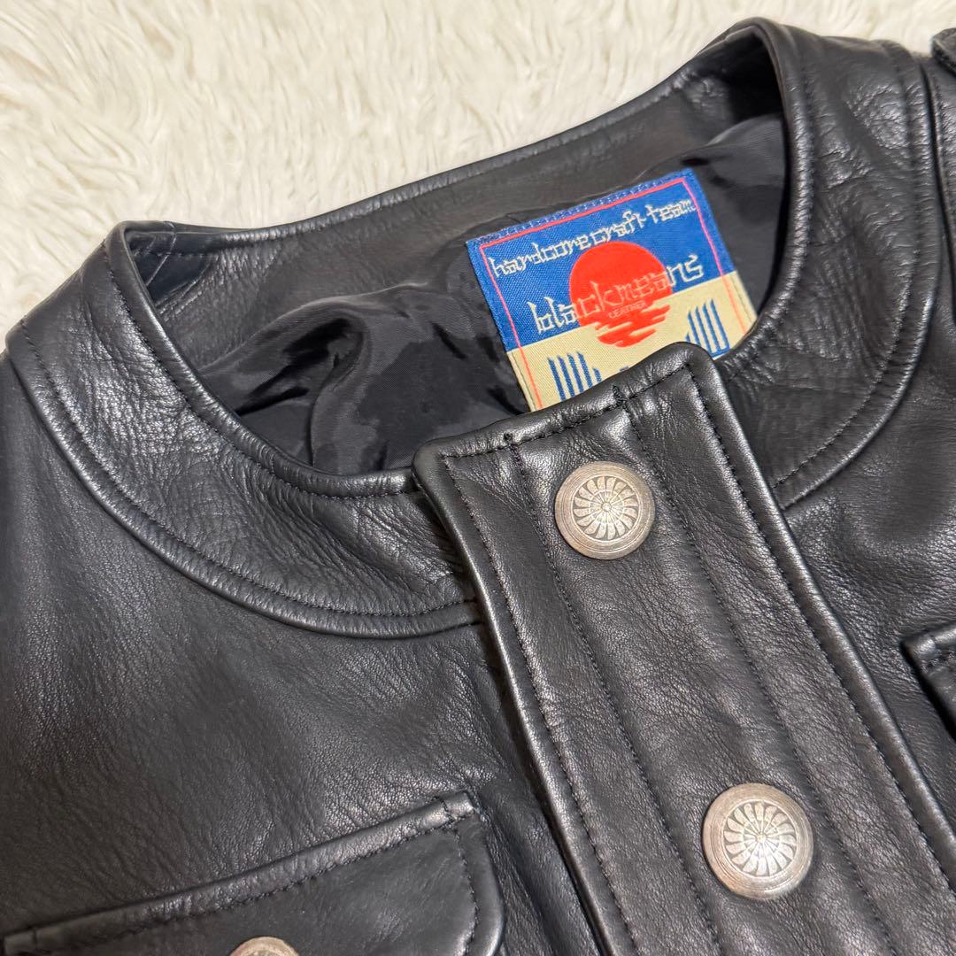 激レア　ブラックミーンズ　シングルライダースジャケット　ノーカラー　短丈　y2k