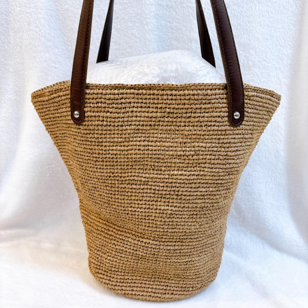 【美品✨】大　ヘレンカミンスキー ラフィアトートバッグ かごバッグ レザー 本革