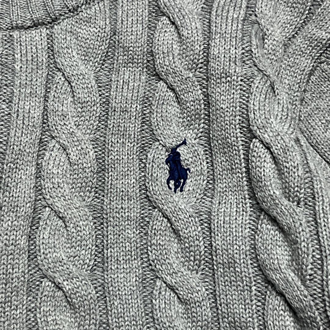 【美品】ポロラルフローレン 現行 ケーブルニット ハーフジップ グレー L