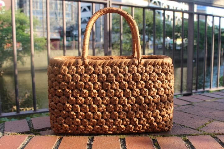 六角花結び編み 山葡萄 かごバッグ 網代編み やまぶどう 山ぶどう カゴバッグ