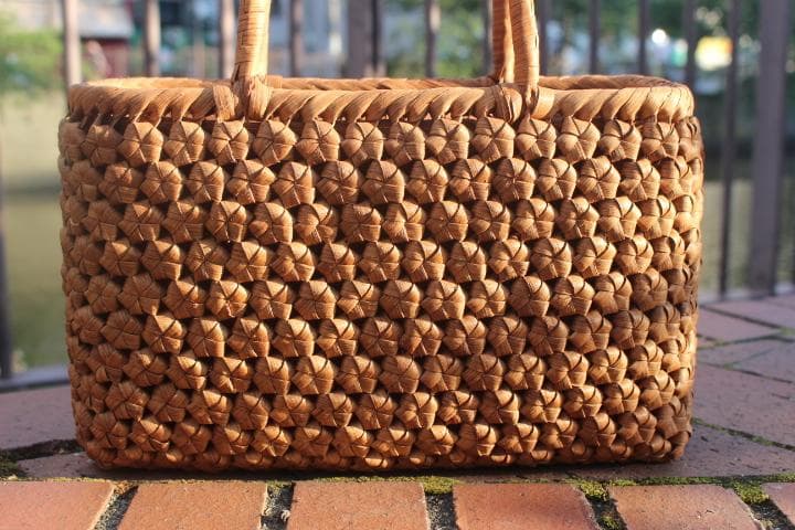 六角花結び編み 山葡萄 かごバッグ 網代編み やまぶどう 山ぶどう カゴバッグ