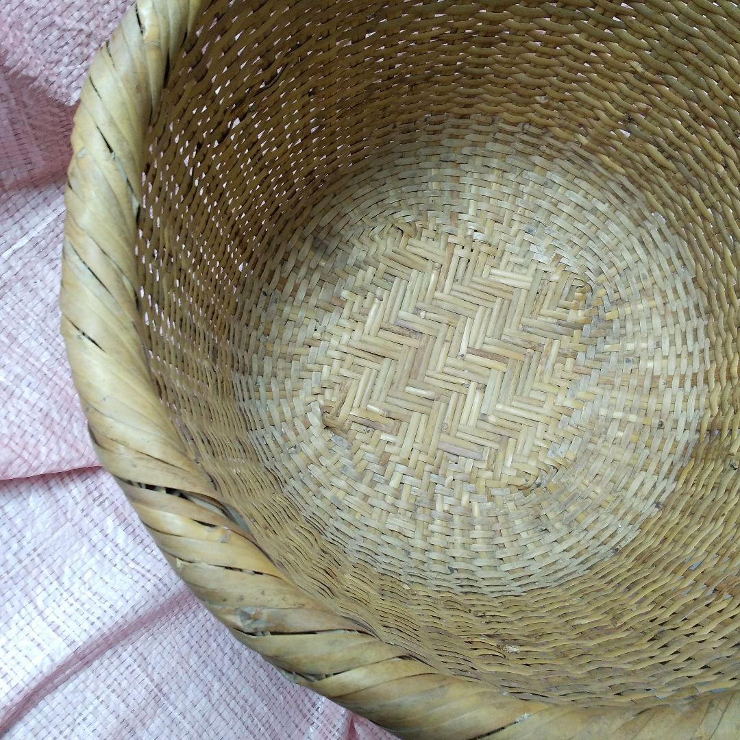 アンテーク、昭和、竹製品大きな深いざる