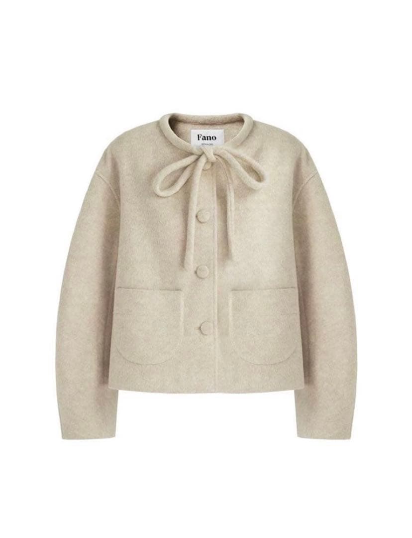 Fano Studios ノーカラージャケット リボンタイ ウールコート