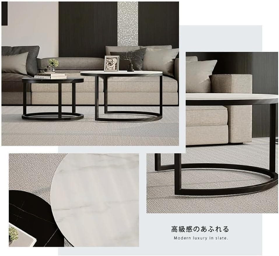 ネストテーブル 大理石柄 センターテーブル ローテーブル リビングテーブル