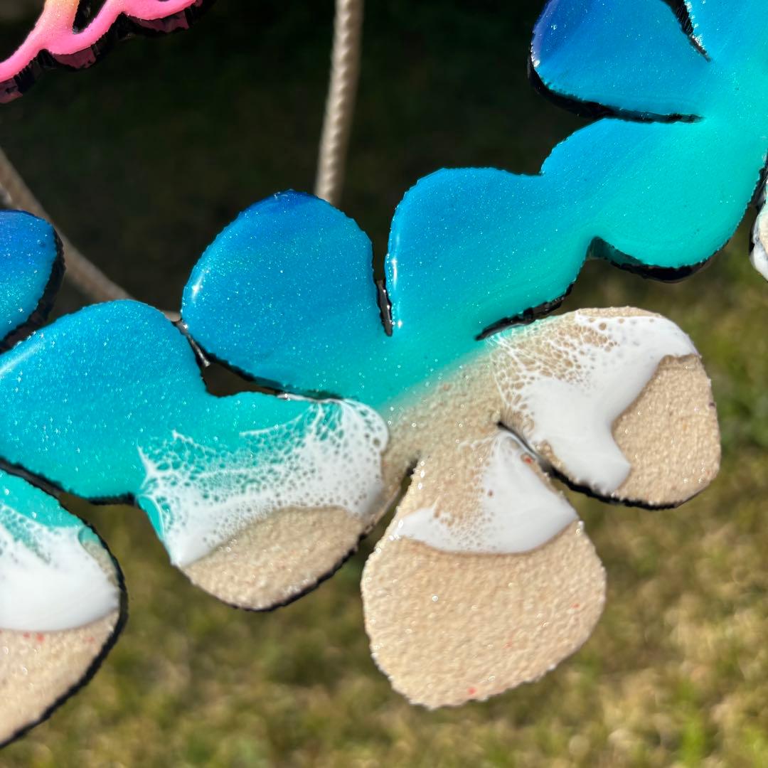 レジン　オーシャンアート　プルメリアリース　海　29cm　No.1010