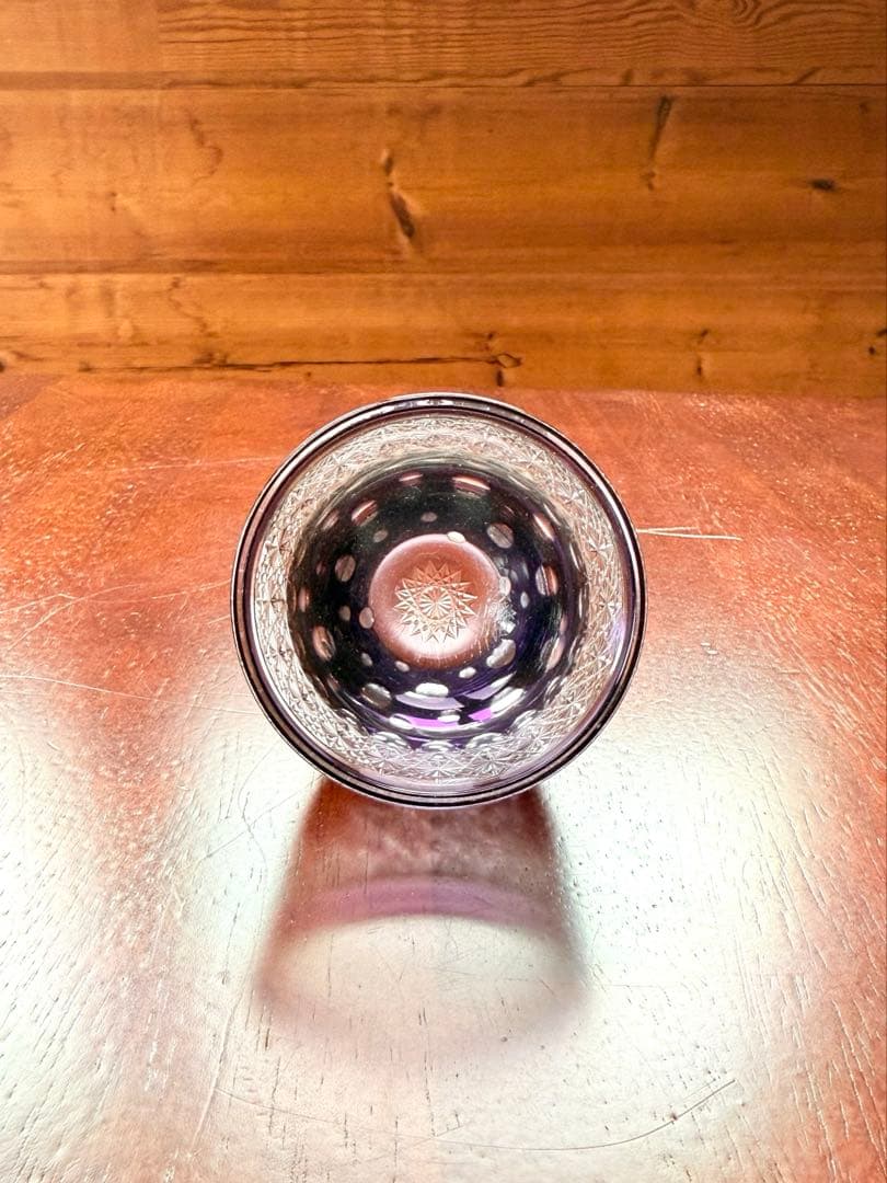 切子　ぐい呑　紫