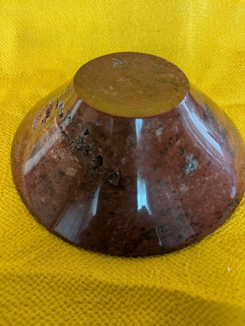 抹茶茶碗、石彫刻茶碗、赤石茶碗、倉田辰彦作、日本製