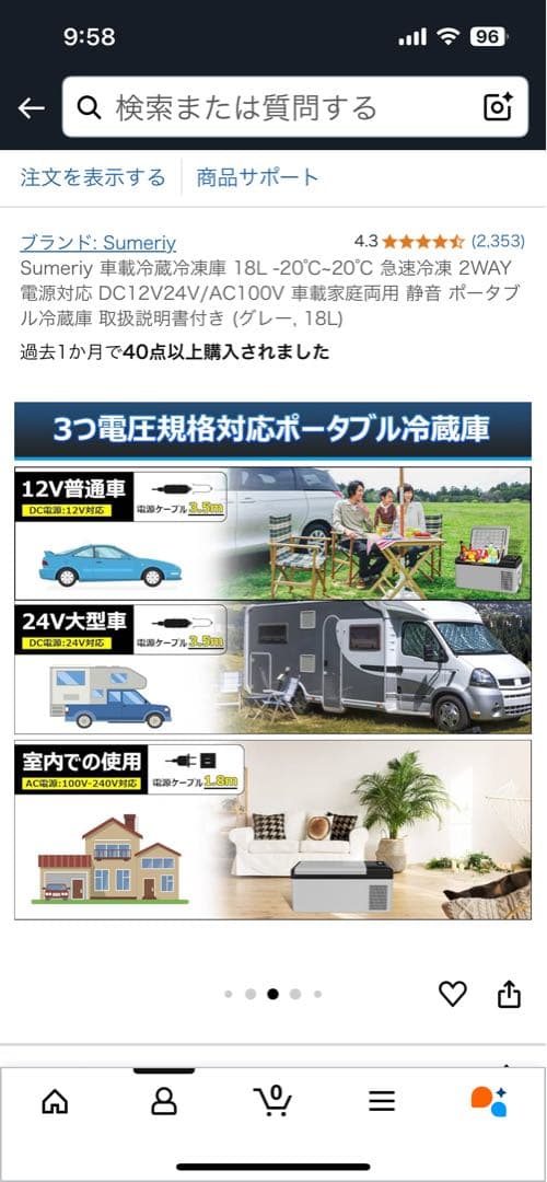 Sumrity ポータブル冷蔵庫 18L