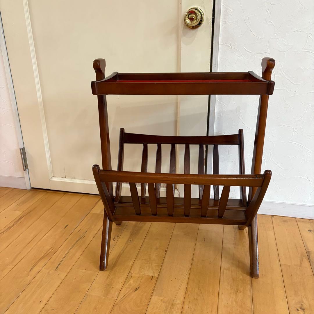 ☆ビンテージ☆折りたたみ　木製　マガジンラック　サイドテーブル　アンティーク