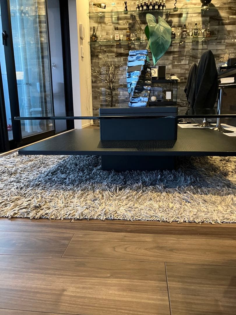 armoniaアルモニア ガラスセンターテーブル ブラック木目調 おしゃれ