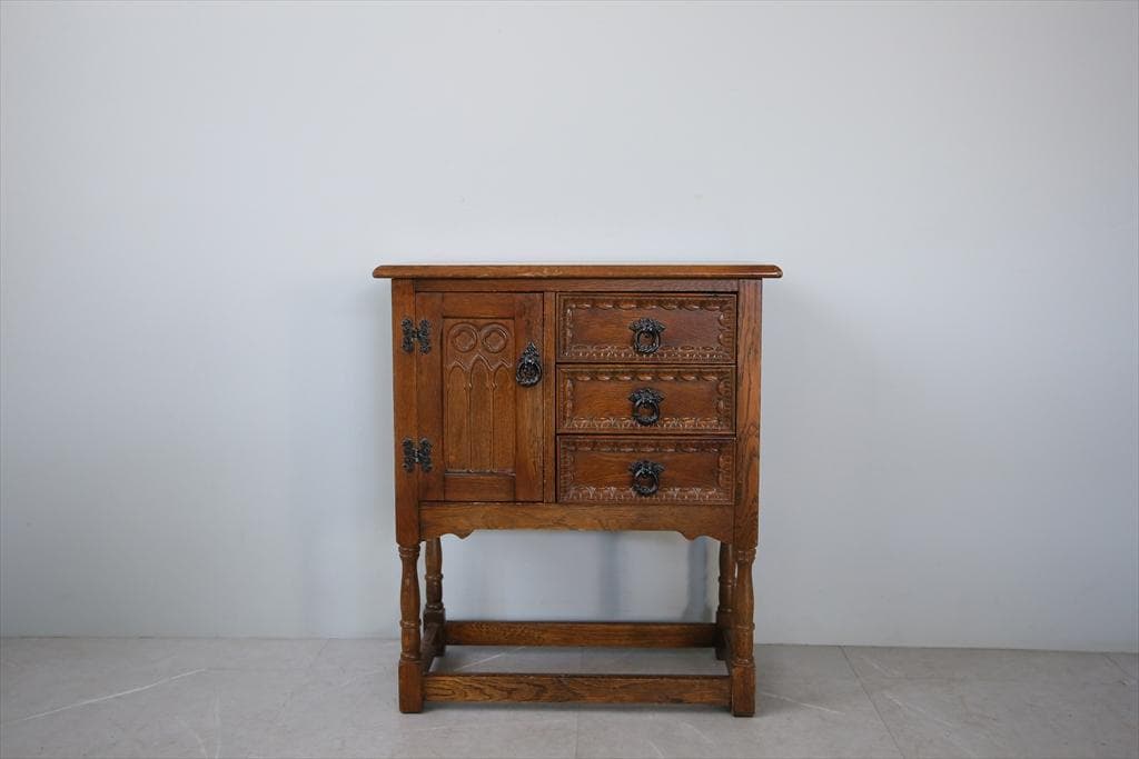 英国アンティーク木製カップボード/キャビネット/キッチン収納/飾り棚92-127