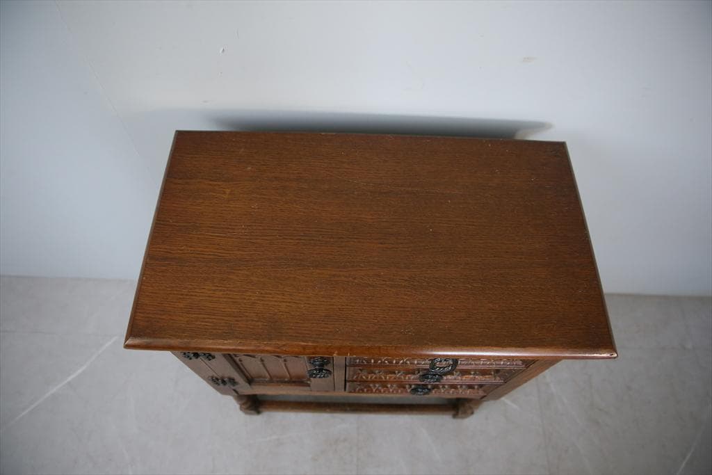 英国アンティーク木製カップボード/キャビネット/キッチン収納/飾り棚92-127