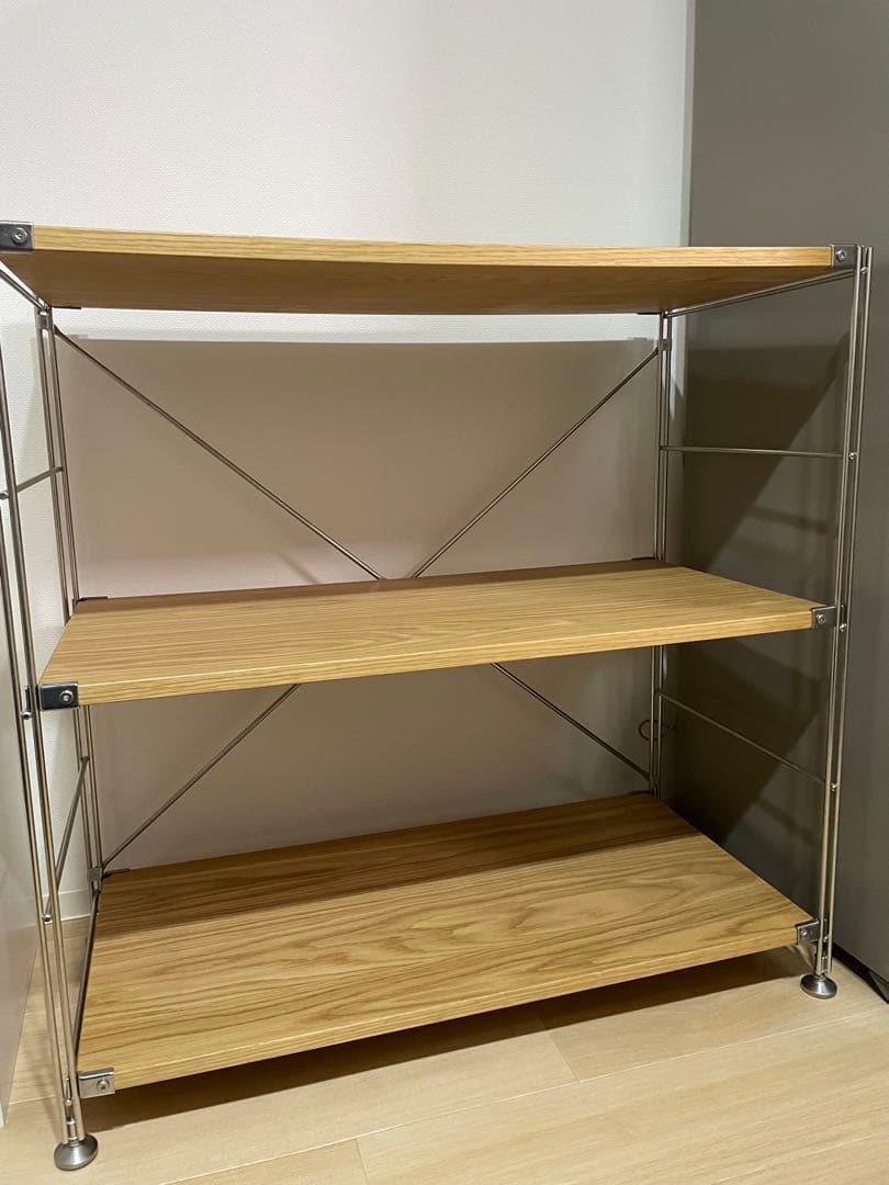 無印⭐︎スチールと木製の3段オープンシェルフ